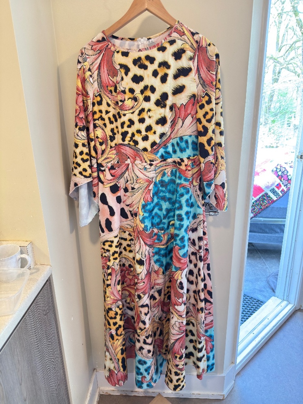INC International Concepts Boho Leopard & Floral Print Maxi Dress - Size S